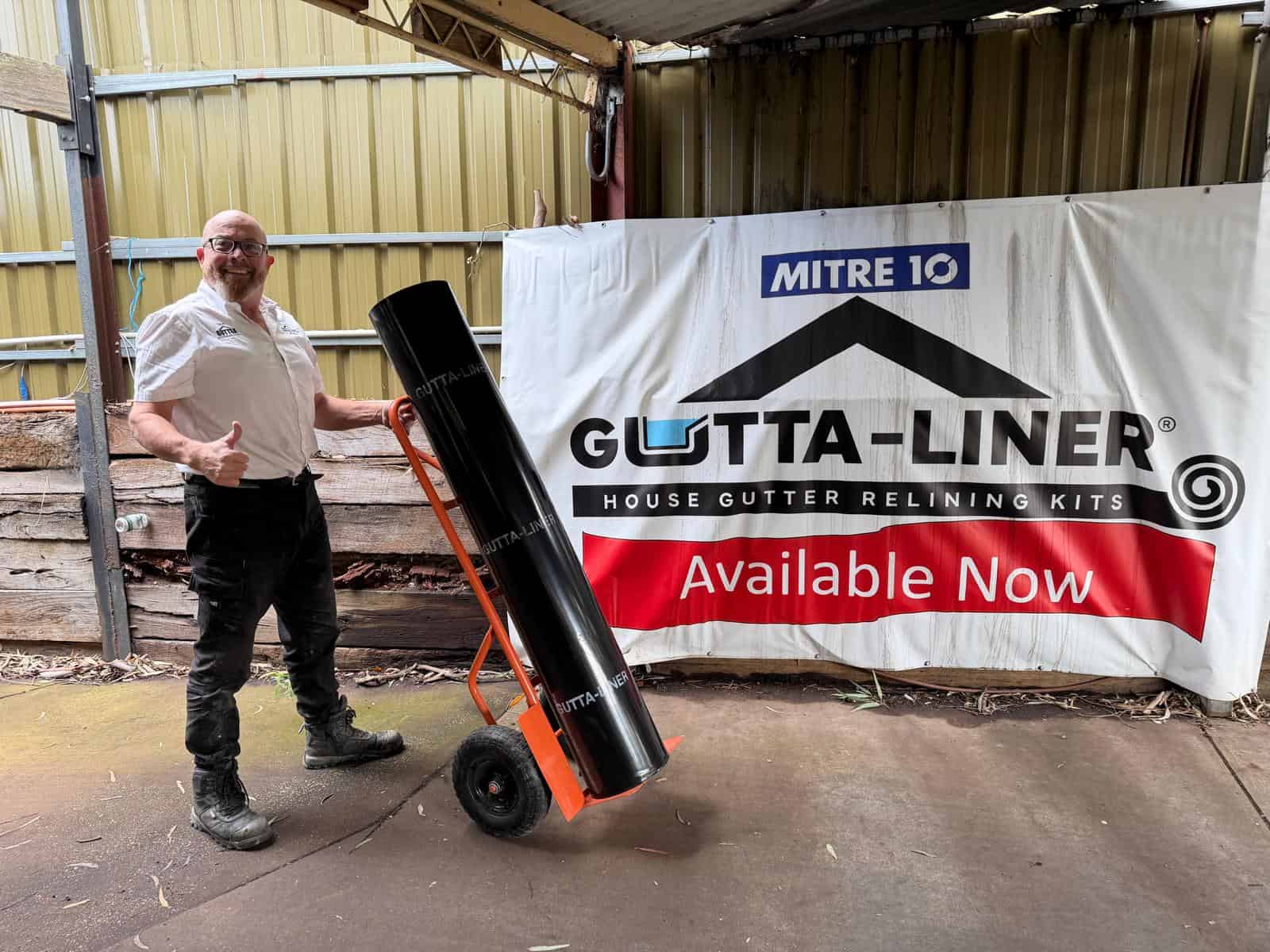 Adam with a 1500mm Roll of GUTTA-LINER