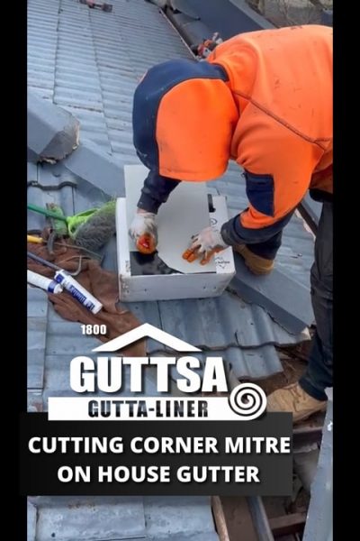Cutting Mitres on House Gutter Cutting Mitres on House Gutter